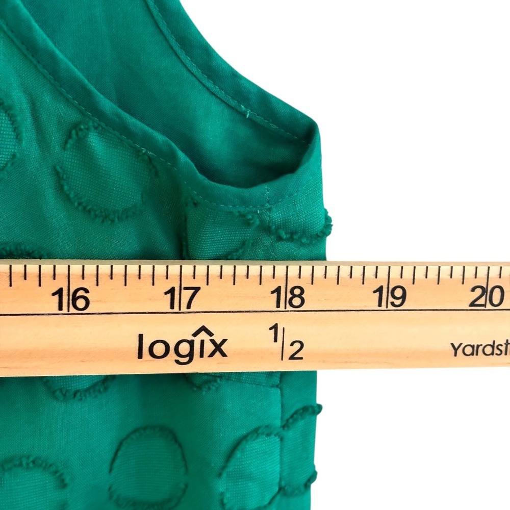 Talbots Green Sleeveless‎ Blouse Womens 10 Textured Dot Cotton Top Side Zip - Picture 5 of 7